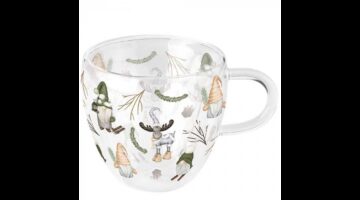 AMB.34420190 Forest gnomes white duplafalú borosilicate üvegcsésze 0