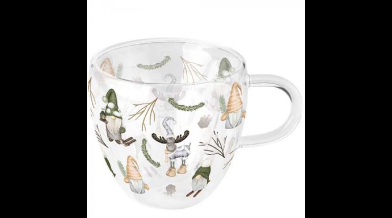 AMB.34420190 Forest gnomes white duplafalú borosilicate üvegcsésze 0