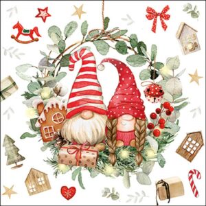 AMB.33320330 Gnomes in wreath papírszalvéta 33x33cm