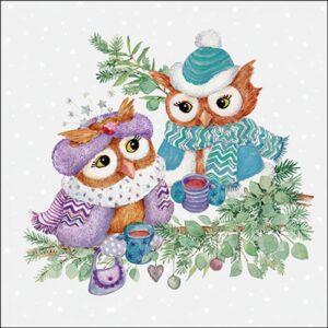 AMB.33320195 Winter owls papírszalvéta 33x33cm