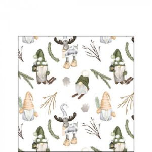 AMB.32520190 Forest gnomes white papírszalvéta 25x25cm