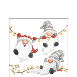AMB.32520185 Gnomes on the light chain white papírszalvéta 25x25cm