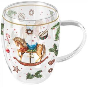 AMB.34220040 Classic rocking horse white duplafalú borosilicate üvegcsésze 0