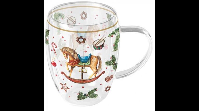 AMB.34220040 Classic rocking horse white duplafalú borosilicate üvegcsésze 0