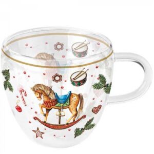 AMB.34420040 Classic rocking horse white duplafalú borosilicate üvegcsésze 0