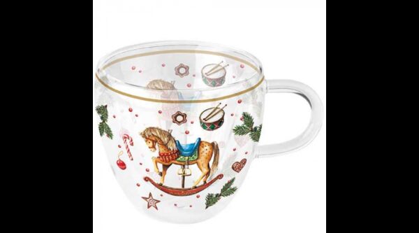 AMB.34420040 Classic rocking horse white duplafalú borosilicate üvegcsésze 0