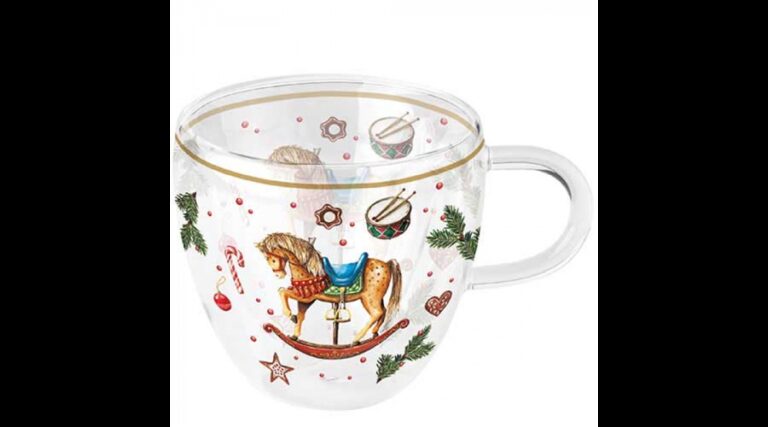 AMB.34420040 Classic rocking horse white duplafalú borosilicate üvegcsésze 0