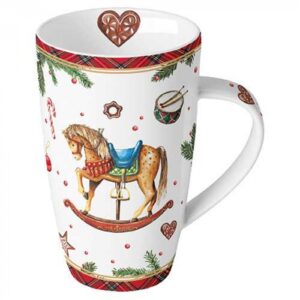 AMB.38920040 Classic rocking horse white porcelánbögre 0