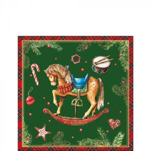 AMB.32520041 Classic rocking horse green papírszalvéta 25x25cm