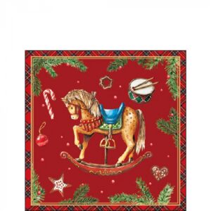 AMB.32520042 Classic rocking horse red papírszalvéta 25x25cm
