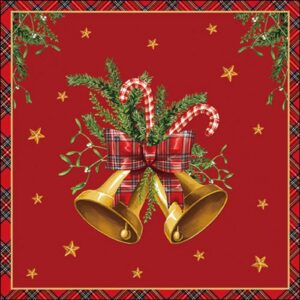 AMB.33320037 Scottish bells red papírszalvéta 33x33cm