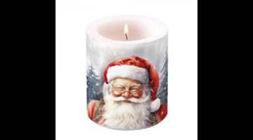 AMB.39319075 Happy Santa átvilágítós gyertya 10x10xcm
