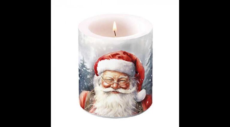AMB.39319075 Happy Santa átvilágítós gyertya 10x10xcm