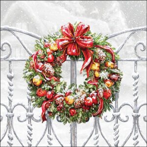 AMB.33320030 Wreath on fence papírszalvéta 33x33cm