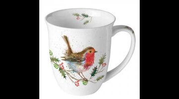 AMB.38420115 Winter robin porcelánbögre 0