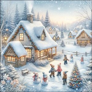 AMB.33320150 Winter in backyard papírszalvéta 33x33cm