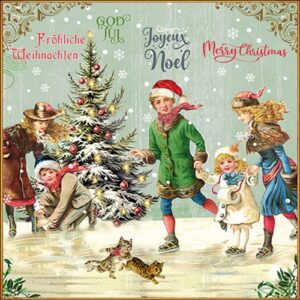 AMB.33320121 X-Mas on ice green papírszalvéta 33x33cm