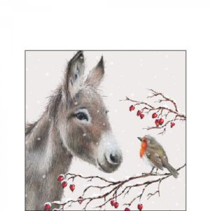 AMB.32520100 Donkey and robin papírszalvéta 25x25cm