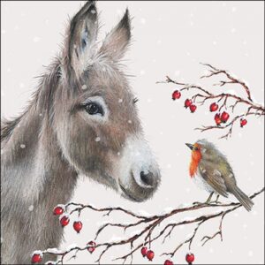 AMB.33320100 Donkey and robin papírszalvéta 33x33cm
