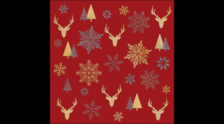 AMB.33320022 Winter silhouettes red papírszalvéta 33x33cm