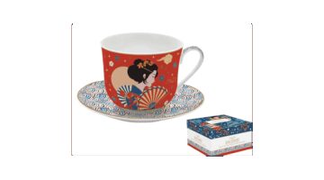 R2S.1454TOKY Porcelán reggelizőcsésze+alj 400ml