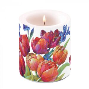 AMB.19319310 Tulips of joy átvilágítós gyertya 10x10cm