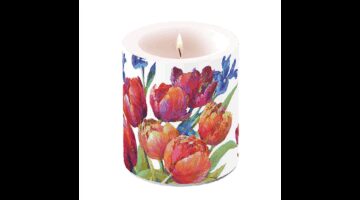 AMB.19319310 Tulips of joy átvilágítós gyertya 10x10cm
