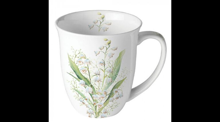 AMB.18419550 Lily of the valley white porcelánbögre 0