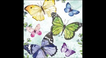 AMB.13319850 Fluttering butterflies aqua papírszalvéta 33x33cm