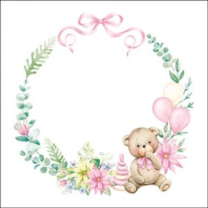 AMB.13319711 Baby teddy bear pink papírszalvéta 33x33cm