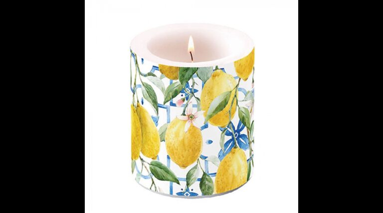AMB.19319660 Mediterranean lemons átvilágítós gyertya 10x10cm