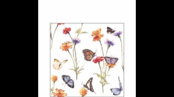 AMB.12519335 Butterfly garden white papírszalvéta 25x25cm