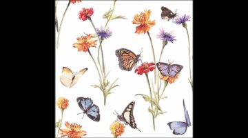 AMB.13319335 Butterfly garden white papírszalvéta 33x33cm