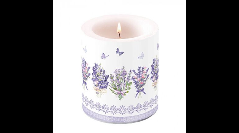 AMB.19319735 Lovely lavender white átvilágítós gyertya 10x10cm