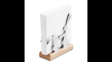 AMB.19402475 Fém szalvétatartó fa aljjal