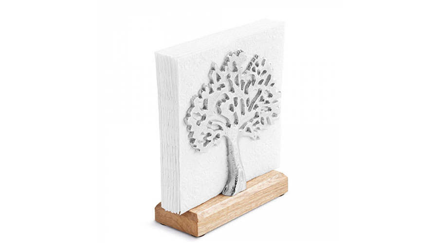 AMB.19402465 Fém szalvétatartó fa aljjal