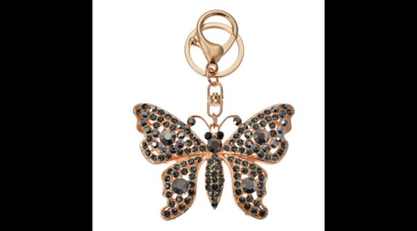 CLEEF.JZKC0169 Fém kulcstartó fekete pillangós