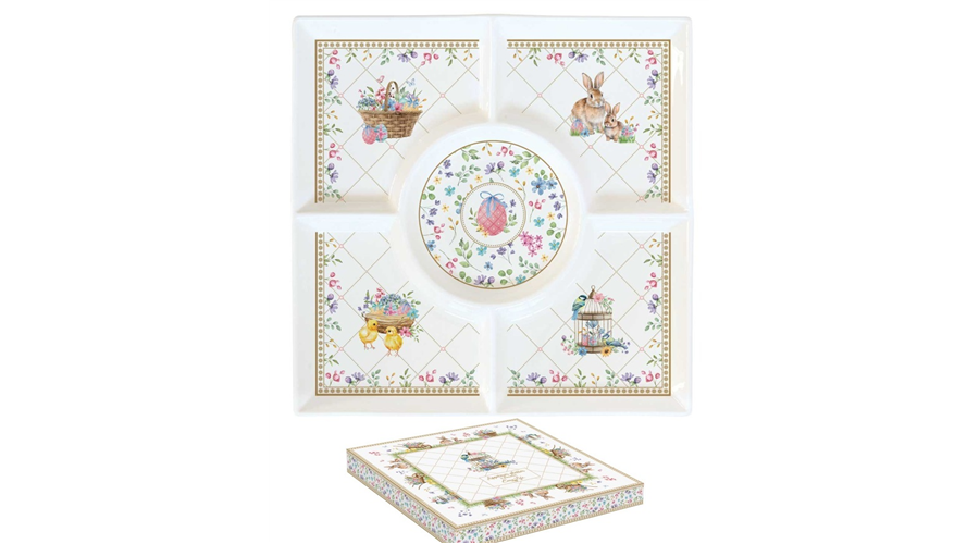 R2S.2095SPBL Porcelán kínálótálca 25x25cm