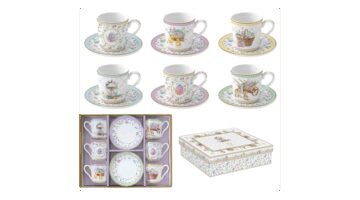 R2S.126SPBL Porcelán eszpresszócsésze+alj 6 személyes