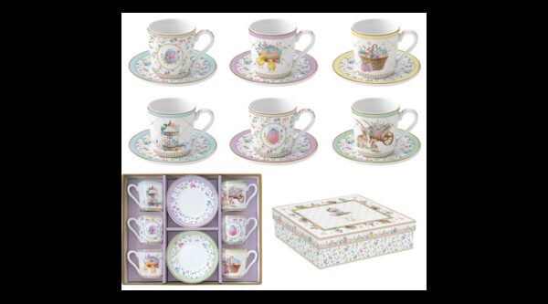 R2S.126SPBL Porcelán eszpresszócsésze+alj 6 személyes