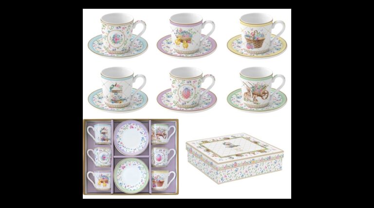 R2S.126SPBL Porcelán eszpresszócsésze+alj 6 személyes