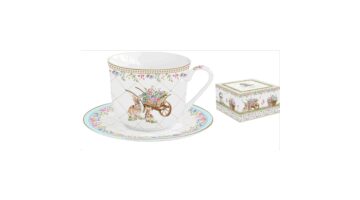 R2S.1182SPBL Porcelán reggelizőcsésze+alj 370ml dobozban
