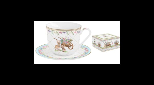 R2S.1182SPBL Porcelán reggelizőcsésze+alj 370ml dobozban