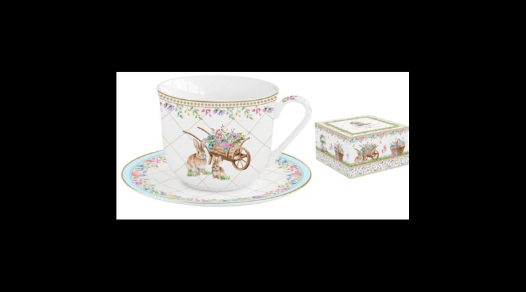 R2S.1182SPBL Porcelán reggelizőcsésze+alj 370ml dobozban