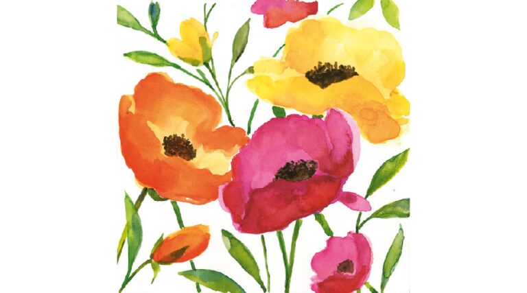 AMB.13307820 Aquarell poppy papírszalvéta  33x33cm