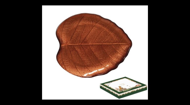 R2S.1537FODR Hársfalevél üvegtányér 23x20cm