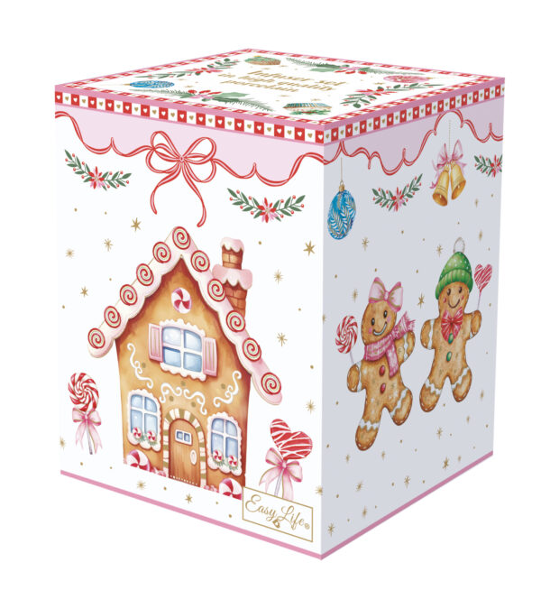 Porcelán szűrősbögre tetővel, 350ml, dobozban, Sweet Christmas