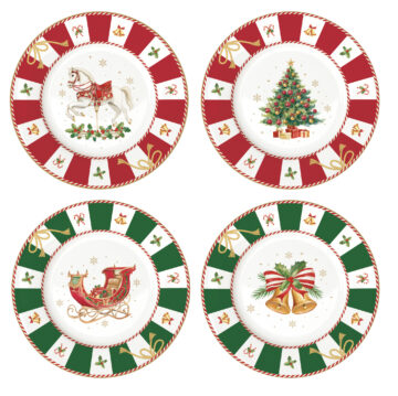 Porcelán desszerttányérszett 4db-os, 19cm, dobozban, Christmas Tale