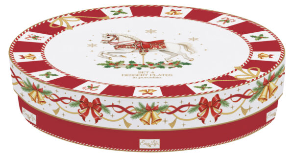 Porcelán desszerttányérszett 4db-os, 19cm, dobozban, Christmas Tale