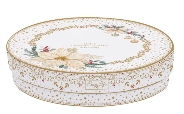 Porcelán desszerttányérszett 4db-os, 19cm, dobozban, White Elegance